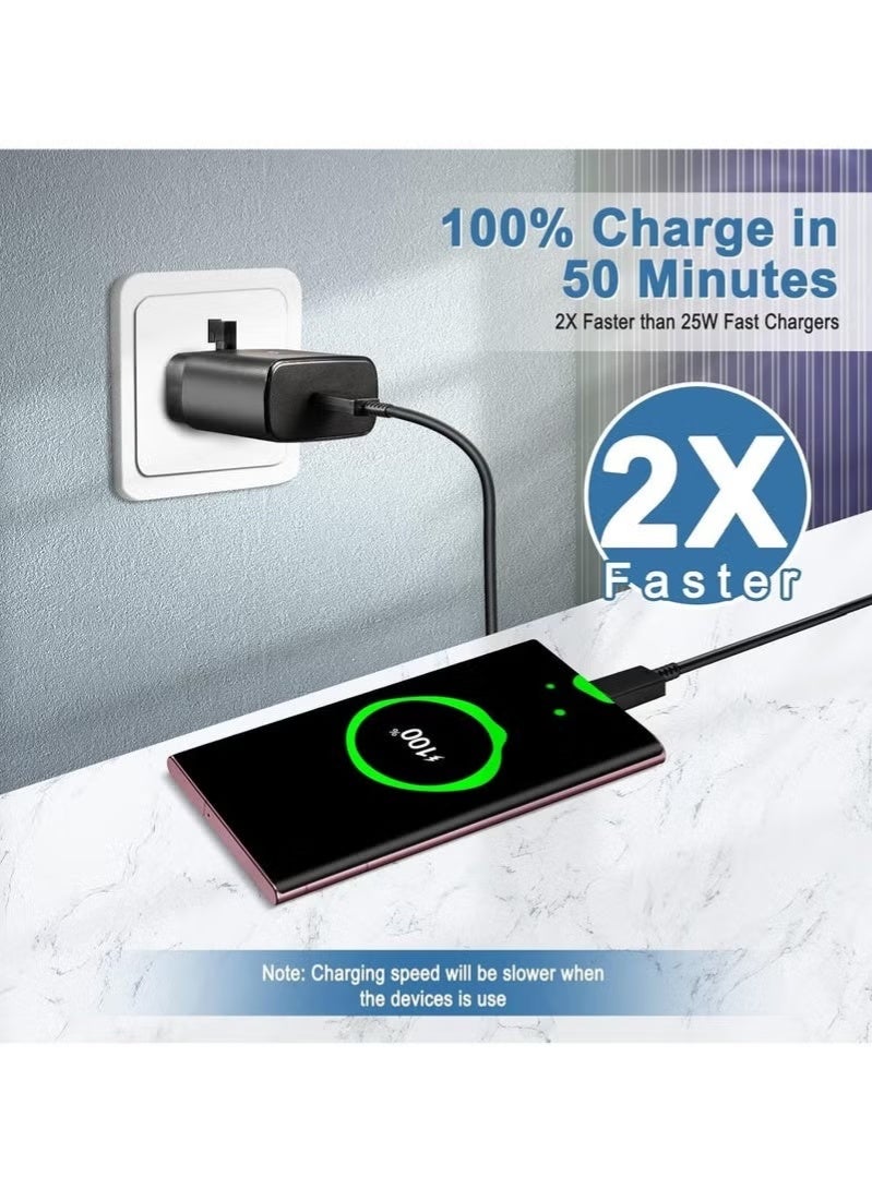Fast Charger for Samsung Galaxy Charger Head with Charging Cable 45 watts, S23 Ultra S23 Plus S23 S23 S22 Ultra S22 S21 Ultra S21 S21 A54 A53 A52 A32-45W with Type-C 5A fast Cable - Image 3